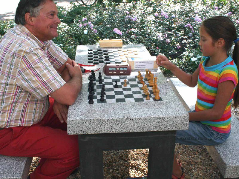 Terrazzo schaak en damtafel